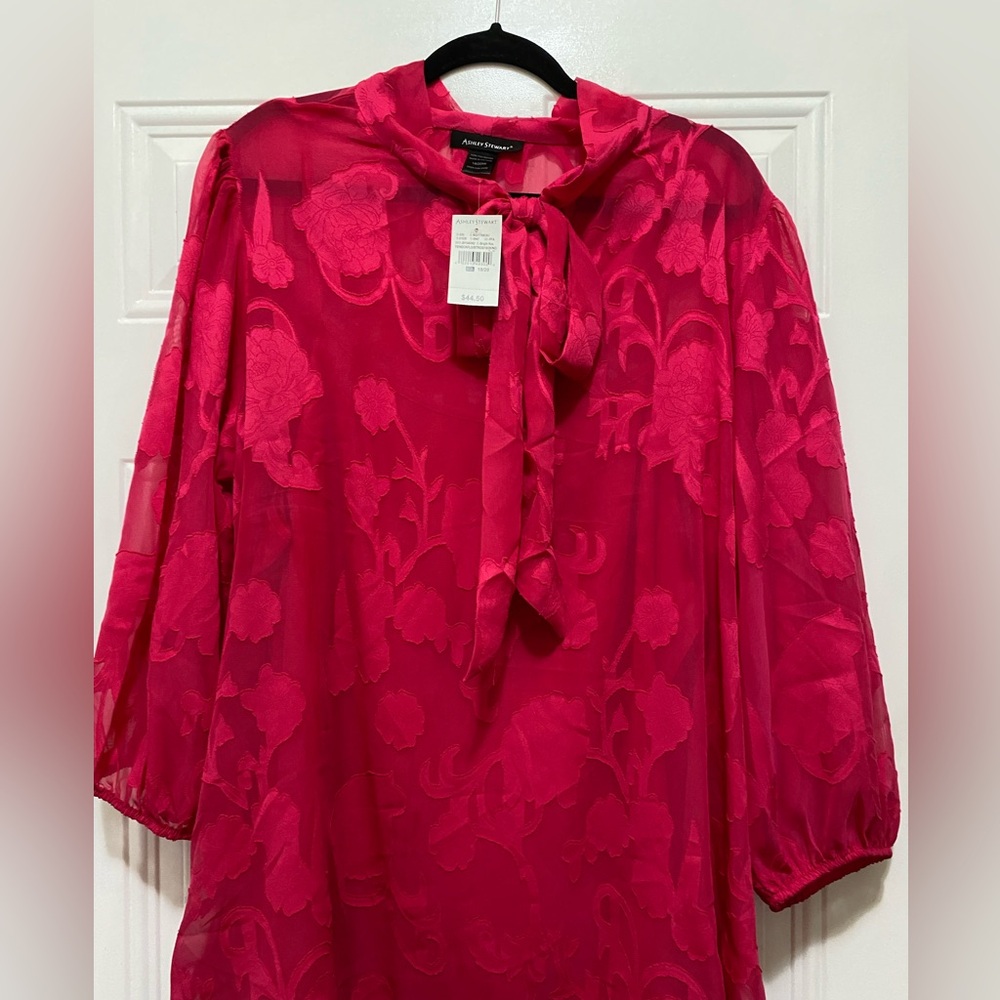 Ashley Stewart pink women 3quarter sleeve top NWT